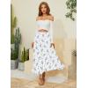 imageNASHALYLY Womens Chiffon Elastic High Waist Pleated ALine Flared Maxi SkirtsWhite Purple Flower
