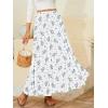 imageNASHALYLY Womens Chiffon Elastic High Waist Pleated ALine Flared Maxi SkirtsWhite Purple Flower