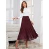 imageNASHALYLY Womens Chiffon Elastic High Waist Pleated ALine Flared Maxi SkirtsWine