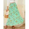 imageNASHALYLY Womens Chiffon Elastic High Waist Pleated ALine Flared Maxi SkirtsYellow Flower