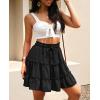 imageNASHALYLY Womens Summer Boho Floral Print Mini Skirt High Waist Drawstring Tiered SkirtsBlack