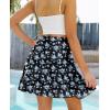 imageNASHALYLY Womens Summer Boho Floral Print Mini Skirt High Waist Drawstring Tiered SkirtsBlack Blue Flower