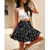 imageNASHALYLY Womens Summer Boho Floral Print Mini Skirt High Waist Drawstring Tiered SkirtsBlack White Floral