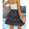 imageNASHALYLY Womens Summer Boho Floral Print Mini Skirt High Waist Drawstring Tiered SkirtsBlue Boho Floral
