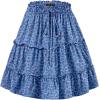 imageNASHALYLY Womens Summer Boho Floral Print Mini Skirt High Waist Drawstring Tiered SkirtsBlue Floral
