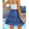 imageNASHALYLY Womens Summer Boho Floral Print Mini Skirt High Waist Drawstring Tiered SkirtsBlue Floral