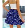 imageNASHALYLY Womens Summer Boho Floral Print Mini Skirt High Waist Drawstring Tiered SkirtsBlue White Floral