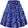 imageNASHALYLY Womens Summer Boho Floral Print Mini Skirt High Waist Drawstring Tiered SkirtsBlue White Floral