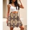 imageNASHALYLY Womens Summer Boho Floral Print Mini Skirt High Waist Drawstring Tiered SkirtsBohemian Floral