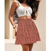 imageNASHALYLY Womens Summer Boho Floral Print Mini Skirt High Waist Drawstring Tiered SkirtsBrown115