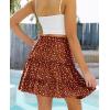 imageNASHALYLY Womens Summer Boho Floral Print Mini Skirt High Waist Drawstring Tiered SkirtsCaramel90