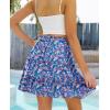 imageNASHALYLY Womens Summer Boho Floral Print Mini Skirt High Waist Drawstring Tiered SkirtsFloral86