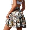 imageNASHALYLY Womens Summer Boho Floral Print Mini Skirt High Waist Drawstring Tiered SkirtsFlower25