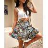 imageNASHALYLY Womens Summer Boho Floral Print Mini Skirt High Waist Drawstring Tiered SkirtsFlower25