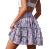 imageNASHALYLY Womens Summer Boho Floral Print Mini Skirt High Waist Drawstring Tiered SkirtsFlower38