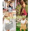 imageNASHALYLY Womens Summer Boho Floral Print Mini Skirt High Waist Drawstring Tiered SkirtsFlower39
