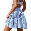 imageNASHALYLY Womens Summer Boho Floral Print Mini Skirt High Waist Drawstring Tiered SkirtsFlower39