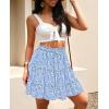 imageNASHALYLY Womens Summer Boho Floral Print Mini Skirt High Waist Drawstring Tiered SkirtsFlower39