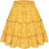 imageNASHALYLY Womens Summer Boho Floral Print Mini Skirt High Waist Drawstring Tiered SkirtsFlower4