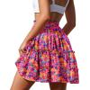 imageNASHALYLY Womens Summer Boho Floral Print Mini Skirt High Waist Drawstring Tiered SkirtsFlower40
