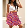 imageNASHALYLY Womens Summer Boho Floral Print Mini Skirt High Waist Drawstring Tiered SkirtsFlower40