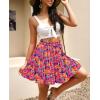 imageNASHALYLY Womens Summer Boho Floral Print Mini Skirt High Waist Drawstring Tiered SkirtsFlower40