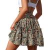 imageNASHALYLY Womens Summer Boho Floral Print Mini Skirt High Waist Drawstring Tiered SkirtsFlower45