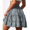 imageNASHALYLY Womens Summer Boho Floral Print Mini Skirt High Waist Drawstring Tiered SkirtsFlower6