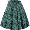 imageNASHALYLY Womens Summer Boho Floral Print Mini Skirt High Waist Drawstring Tiered SkirtsGreen Floral1