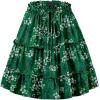 imageNASHALYLY Womens Summer Boho Floral Print Mini Skirt High Waist Drawstring Tiered SkirtsGreen Floral83