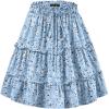 imageNASHALYLY Womens Summer Boho Floral Print Mini Skirt High Waist Drawstring Tiered SkirtsLight Blue Floral