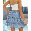 imageNASHALYLY Womens Summer Boho Floral Print Mini Skirt High Waist Drawstring Tiered SkirtsLight Blue Floral