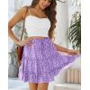 imageNASHALYLY Womens Summer Boho Floral Print Mini Skirt High Waist Drawstring Tiered SkirtsLilac Floral