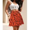 imageNASHALYLY Womens Summer Boho Floral Print Mini Skirt High Waist Drawstring Tiered SkirtsOrange Black