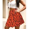 imageNASHALYLY Womens Summer Boho Floral Print Mini Skirt High Waist Drawstring Tiered SkirtsOrange Black