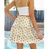 imageNASHALYLY Womens Summer Boho Floral Print Mini Skirt High Waist Drawstring Tiered SkirtsPale Yellow Floral
