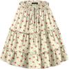 imageNASHALYLY Womens Summer Boho Floral Print Mini Skirt High Waist Drawstring Tiered SkirtsPale Yellow Floral