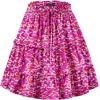 imageNASHALYLY Womens Summer Boho Floral Print Mini Skirt High Waist Drawstring Tiered SkirtsPink Spots
