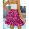 imageNASHALYLY Womens Summer Boho Floral Print Mini Skirt High Waist Drawstring Tiered SkirtsPink Spots