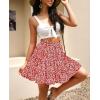 imageNASHALYLY Womens Summer Boho Floral Print Mini Skirt High Waist Drawstring Tiered SkirtsRed Floral a