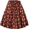 imageNASHALYLY Womens Summer Boho Floral Print Mini Skirt High Waist Drawstring Tiered SkirtsRed Golden Floral