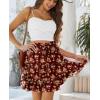 imageNASHALYLY Womens Summer Boho Floral Print Mini Skirt High Waist Drawstring Tiered SkirtsRed Golden Floral