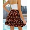 imageNASHALYLY Womens Summer Boho Floral Print Mini Skirt High Waist Drawstring Tiered SkirtsRed Golden Floral