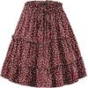 imageNASHALYLY Womens Summer Boho Floral Print Mini Skirt High Waist Drawstring Tiered SkirtsRed White Floral