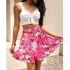 imageNASHALYLY Womens Summer Boho Floral Print Mini Skirt High Waist Drawstring Tiered SkirtsRose Red