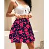 imageNASHALYLY Womens Summer Boho Floral Print Mini Skirt High Waist Drawstring Tiered SkirtsSapphire Blue