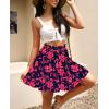 imageNASHALYLY Womens Summer Boho Floral Print Mini Skirt High Waist Drawstring Tiered SkirtsSapphire Blue