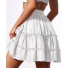 imageNASHALYLY Womens Summer Boho Floral Print Mini Skirt High Waist Drawstring Tiered SkirtsWhite