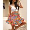imageNASHALYLY Womens Summer Boho Floral Print Mini Skirt High Waist Drawstring Tiered SkirtsYellow Blossom