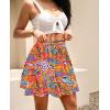 imageNASHALYLY Womens Summer Boho Floral Print Mini Skirt High Waist Drawstring Tiered SkirtsYellow Blossom